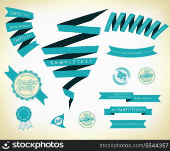 set retro ribbons and label /vector collection