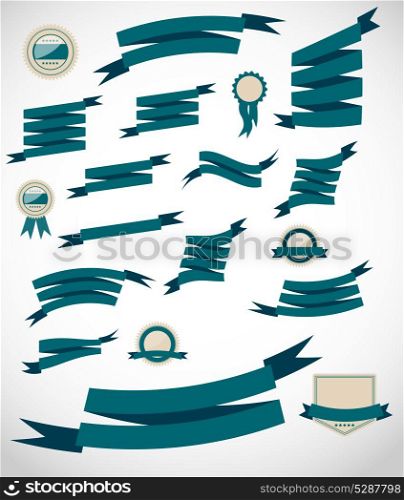 set retro ribbons and label vector illustration