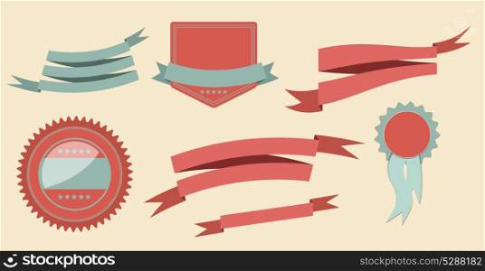 set retro ribbons and label vector illustration