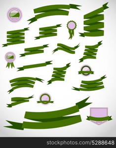 set retro ribbons and label vector illustration