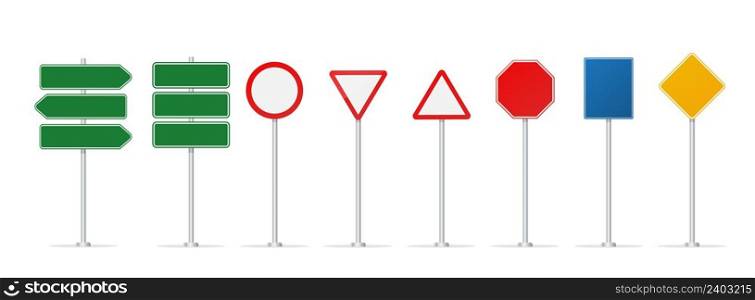 Set road signs isolated on white background. Traffic signs. Vector stock