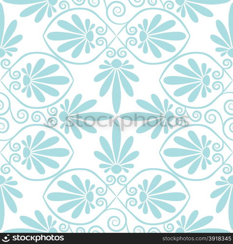 Set seamless cute pink and blue Greek floral pattern, endless texture for wallpaper or scrap booking