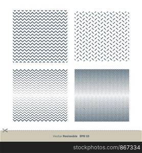 Set Seamless Pattern Wave Curly Zig Zag Lines Illustration Design. Vector EPS 10.