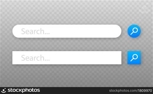 Set Search bar vector element design, set of search boxes ui template isolated on blue background. Vector illustration. Set Search bar vector element design, set of search boxes ui template isolated on blue background. Vector illustration.