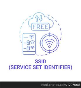 Set service identifier gradient blue concept icon. Unique name of network abstract idea thin line illustration. Sequence of characters to identify network. Vector isolated outline color drawing.. Set service identifier gradient blue concept icon