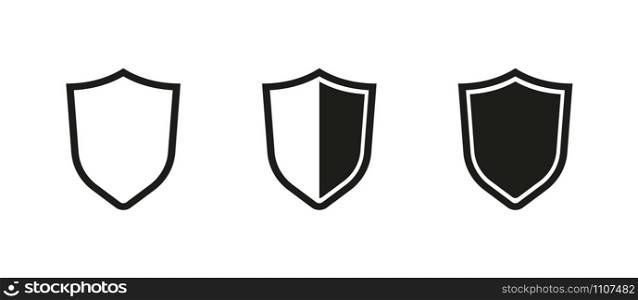 set shield icon isolate on white background, vector. set shield icon isolate on white background