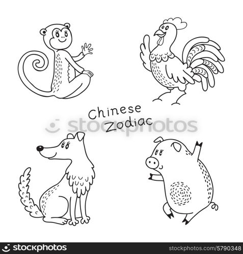 Set signs of the Chinese zodiac. Vector illustration.