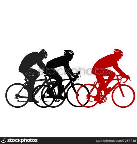 Set silhouette of a cyclist male on white background.. Set silhouette of a cyclist male on white background