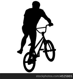 Set silhouette of a cyclist male performing acrobatic pirouettes. vector illustration. Silhouette of a cyclist male performing acrobatic pirouettes. vector illustration.