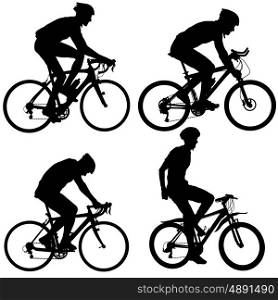Set silhouette of a cyclist male. vector illustration. Set silhouette of a cyclist male. vector illustration.