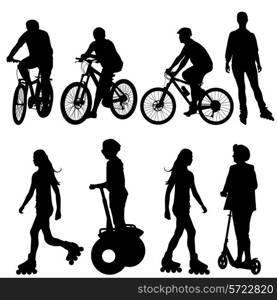 Set silhouette of a cyclist. vector illustration.