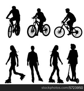 Set silhouette of a cyclist. vector illustration.