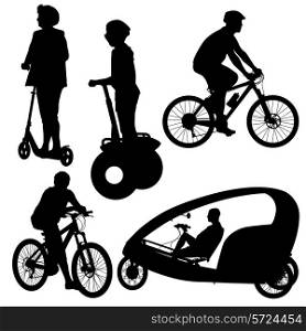 Set silhouette of a cyclist. vector illustration.