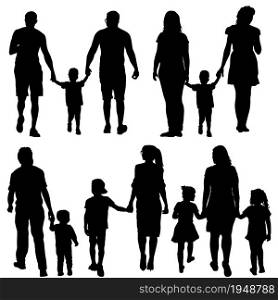 Set silhouette of happy family on a white background.. Set silhouette of happy family on a white background