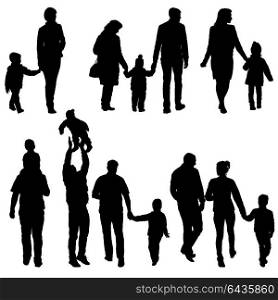 Set silhouette of happy family on a white background. Set silhouette of happy family on a white background.