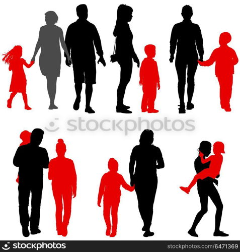 Set silhouette of happy family on a white background. Set silhouette of happy family on a white background.