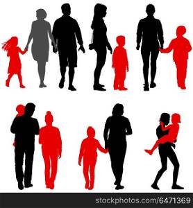 Set silhouette of happy family on a white background. Set silhouette of happy family on a white background.