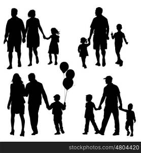 Set silhouette of happy family on a white background. Vector illustration.. Set silhouette of happy family on a white background. Vector illustration