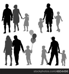 Set silhouette of happy family on a white background. Vector illustration.. Set silhouette of happy family on a white background. Vector illustration