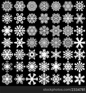 Set silhouette of snowflakes icons on white background,. Set silhouette of snowflakes icons on white background