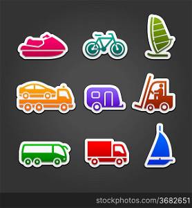 Set simple stickers color transport