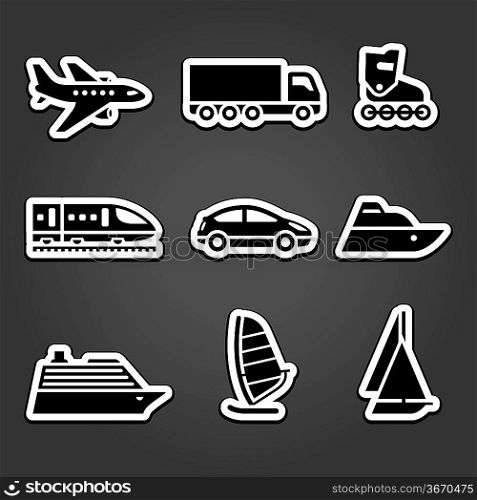 Set simple stickers transport icons