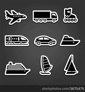 Set simple stickers transport icons