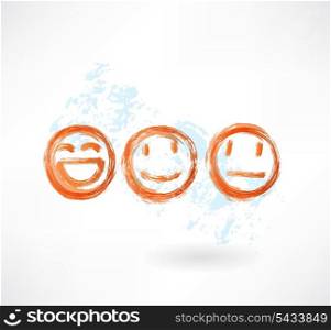 Set smiles grunge icon