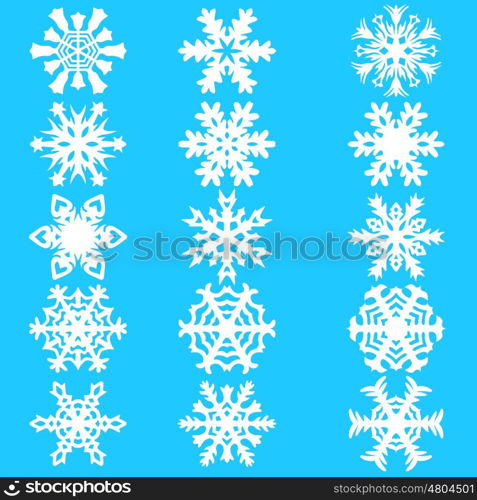 Set snowflakes icons on white background, vector illustration.