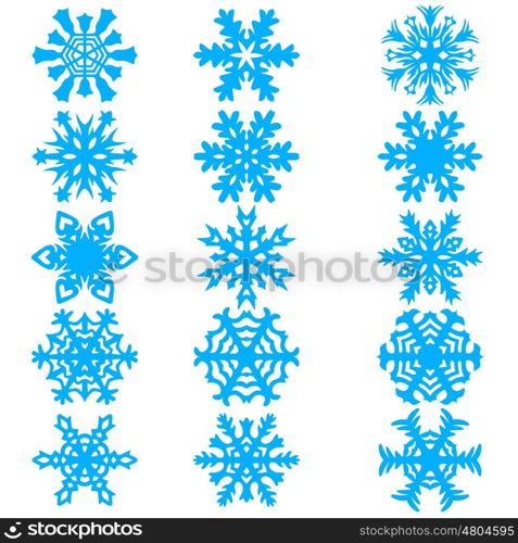 Set snowflakes icons on white background, vector illustration.