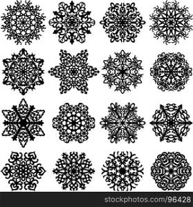 Set snowflakes icons on white background, vector illustration. Set snowflakes icons on white background, vector illustration.