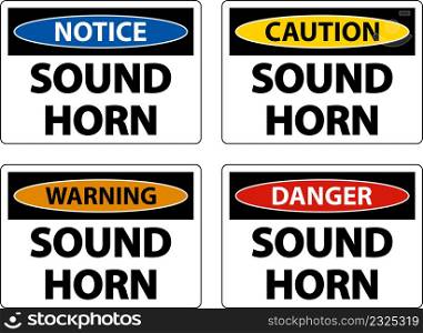 Set Sound Horn Sign On White Background