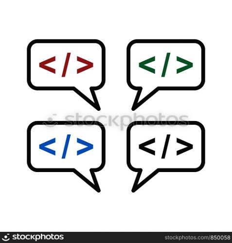 Set Speech Bubble Coding Icon Logo Template Illustration Design. Vector EPS 10.