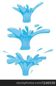 Set splash of liquid, water. For illustrations, animation cartoon style. Set splash of liquid, water, splutter. For illustrations, animation, cartoon style, vector, isolated on white colour