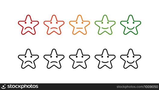 set star emotions rating in flat style, vector. set star emotions rating in flat style