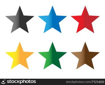 set stars color on white background. colorful stars sign. flat style.
