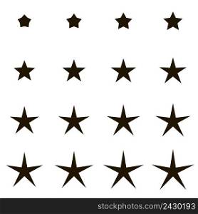 Set stars with different rays, angles, vector set stars transition from short to long rays
