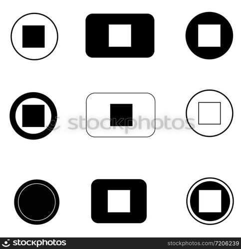 set stop button icon on white background. flat style. stop button icon for your web site design, logo, app, UI. stop symbol. stop button sign.