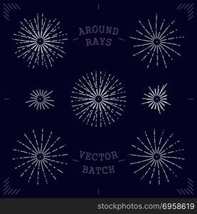 Set stylized bundle around rays. Trendy mono line illustration. Modern minimalistic vector design elements