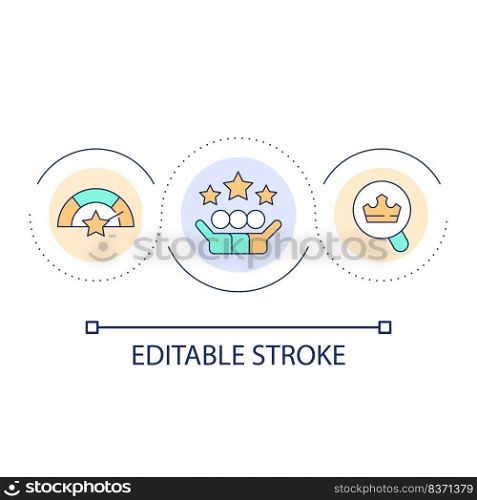 Set success rate percentage loop concept icon. Determine desired result expectations. Satisfied client abstract idea thin line illustration. Isolated outline drawing. Editable stroke. Arial font used . Set success rate percentage loop concept icon