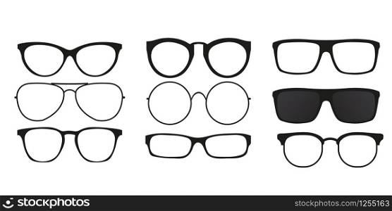 Set Sunglasses vector design template. A set of sunglasses. Idea for designers. Vector graphics
