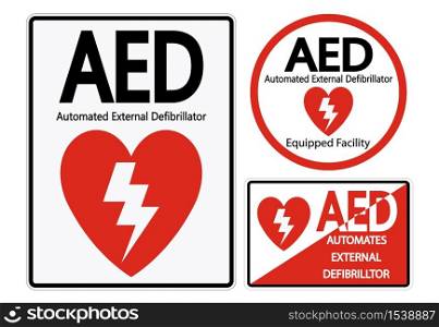 Set Symbol AED Symbol Sign Isolate On White Background,Vector Illustration EPS.10