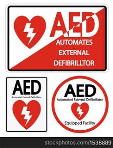 Set Symbol AED Symbol Sign Isolate On White Background,Vector Illustration EPS.10