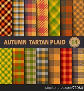 Set Tartan Seamless Pattern Background. Autumn color panel Plaid, Tartan Flannel Shirt Patterns. Trendy Tiles Vector Illustration for Wallpapers.