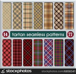 Set Tartan Seamless Pattern. Trendy Illustration for Wallpapers. Tartan Plaid Inspired Background. Suits for Decorative Paper, Fashion Design and House Interior Design, as Well as for Hand Crafts and DIY