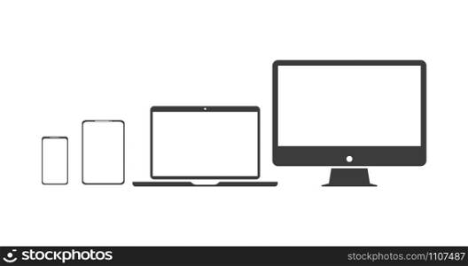set technology icons pc, laptop, phone, and tablet, vector. set technology icons pc, laptop, phone, and tablet