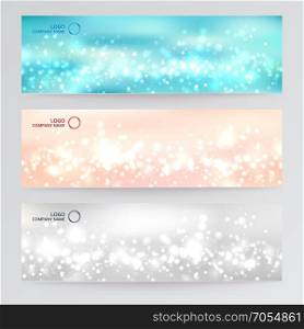 Set template banner web abstract blurred soft focus bokeh of white and gray, blue, pink color background concept, copy space, Vector illustration