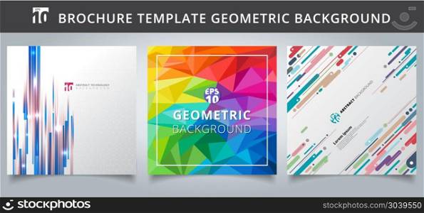 Set template geometric covers design. You can use for print, ad, brochure, leaflet, flyer, poster, magazine, banner, website. Vector illustration. Set template geometric covers design.