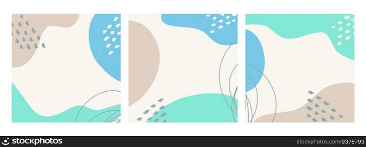 Set template posters  in boho style, pastel colors, abstract shapes with circles and dots. The place is empty for insertion.