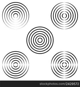 Set the circles of waves on the water, vector radio waves of a ring with a calligraphic outline